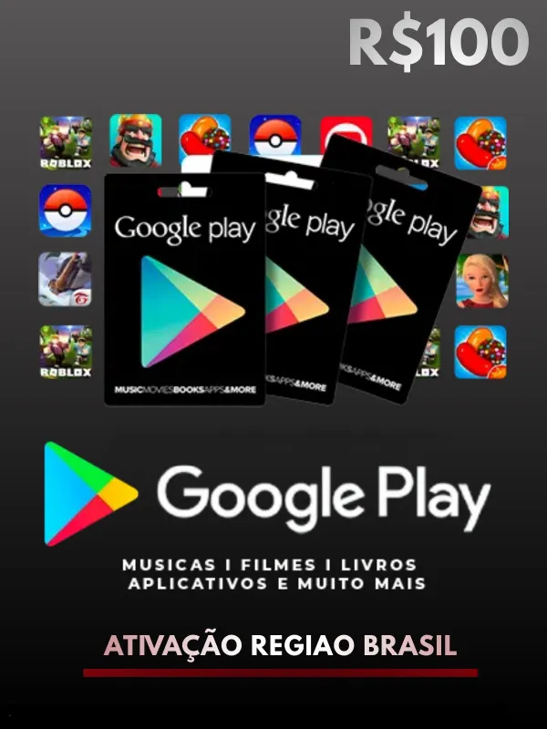Cartao Google Play Brasil R$100 - HITKILL GAMES